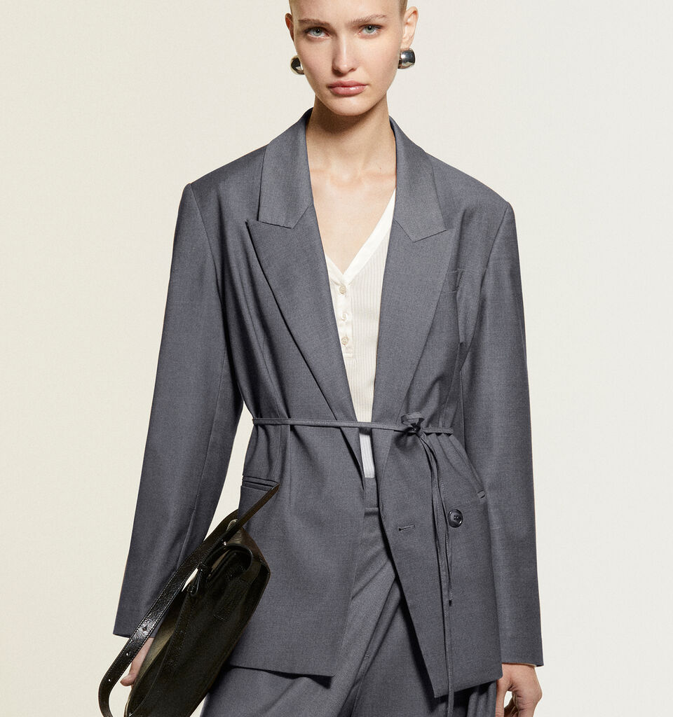 Μπλέιζερ γκρι με ζώνη - μπλέιζερ γυναικεία - Σκουρο Γκρι | Sisley image number 8